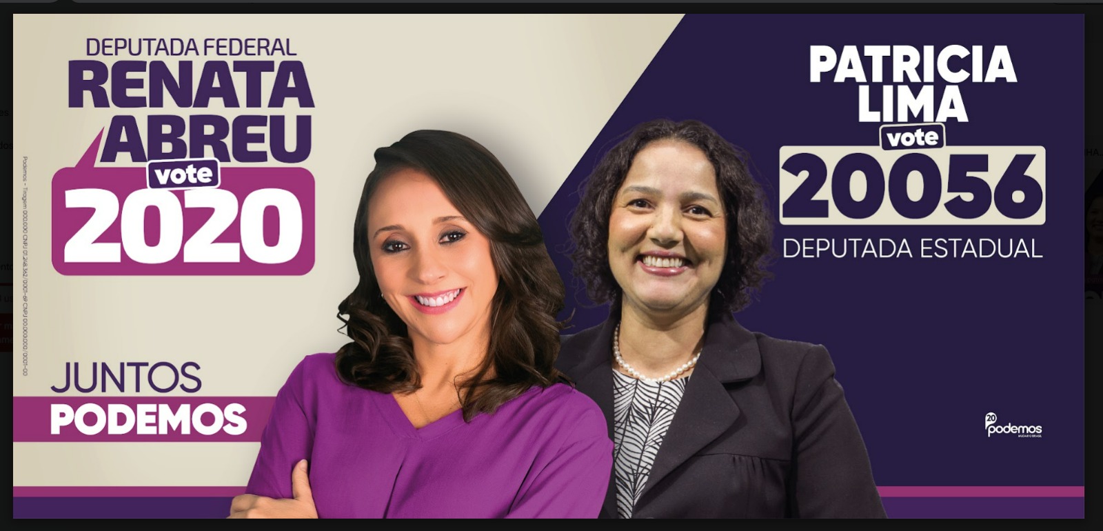 Renata Abreu e Patrícia Lima — juntas pelo Podemos